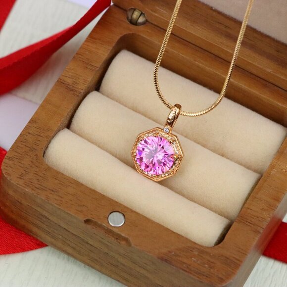 "Elegant Gold-Plated Light Purple Pendant, XPPT1391 - Picture 9 of 13